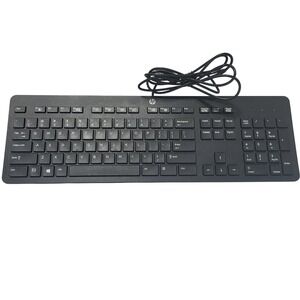 HP KBAR211 Wired USB Keyboard Black Full Size Numeric Keypad‎ "Tested"